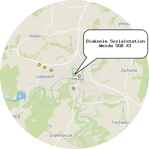 Kartenausschnitt für die Firma Diakonie Sozialstation Weida SGB XI
