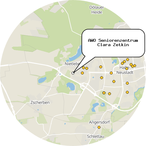 Kartenausschnitt für die Firma AWO Seniorenzentrum Clara Zetkin