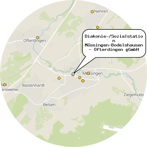 Kartenausschnitt für die Firma Diakonie-/Sozialstation Mössingen-Bodelshausen- Ofterdingen gGmbH
