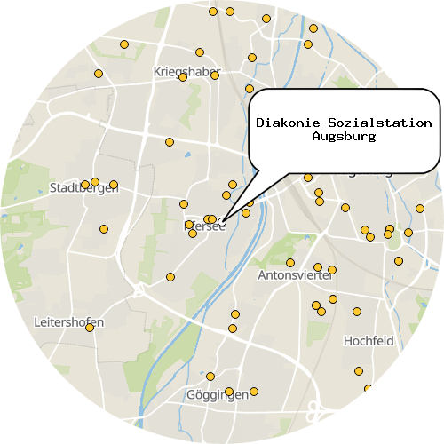 Kartenausschnitt für die Firma Diakonie-Sozialstation Augsburg