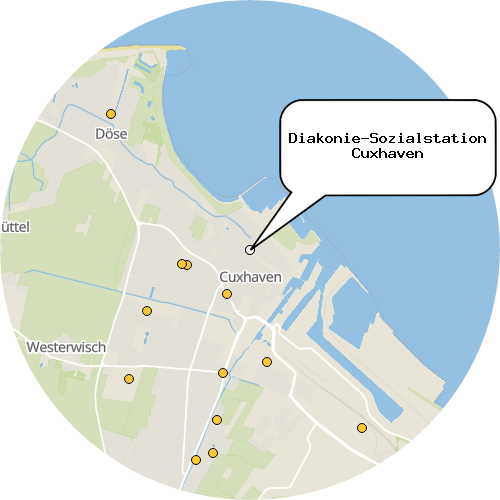 Kartenausschnitt für die Firma Diakonie-Sozialstation Cuxhaven