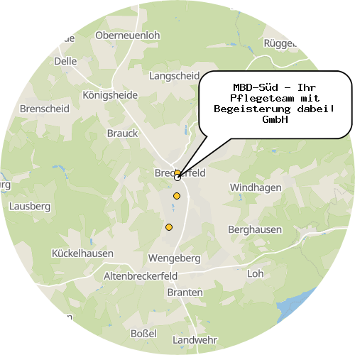 Kartenausschnitt für die Firma MBD-Süd - Ihr Pflegeteam mit Begeisterung dabei! GmbH