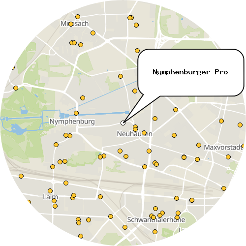 Kartenausschnitt für die Firma Nymphenburger Pro