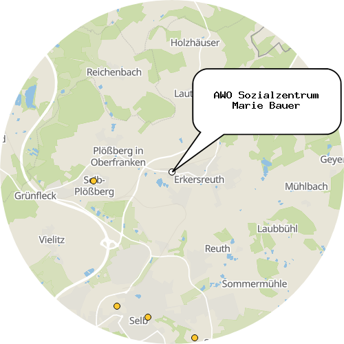 Kartenausschnitt für die Firma AWO Sozialzentrum Marie Bauer