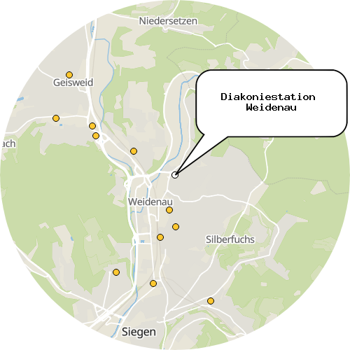 Kartenausschnitt für die Firma Diakoniestation  Weidenau