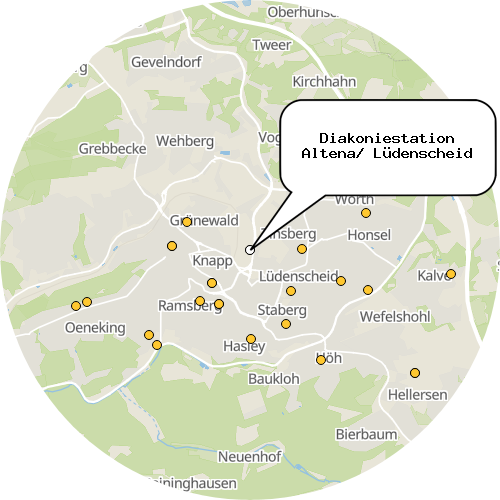 Kartenausschnitt für die Firma Diakoniestation Altena/ Lüdenscheid
