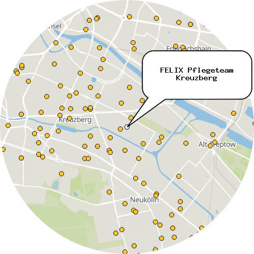 Kartenausschnitt für die Firma FELIX Pflegeteam Kreuzberg