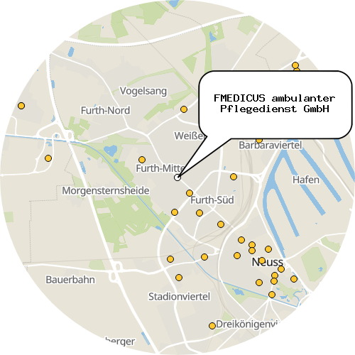 Kartenausschnitt für die Firma FMEDICUS ambulanter Pflegedienst GmbH