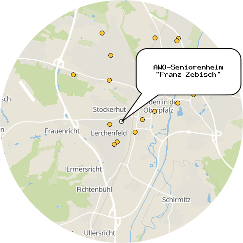 Kartenausschnitt für die Firma AWO-Seniorenheim "Franz Zebisch"