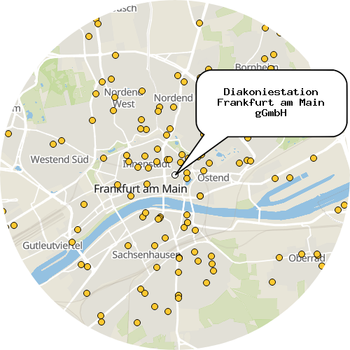 Kartenausschnitt für die Firma Diakoniestation Frankfurt am Main gGmbH
