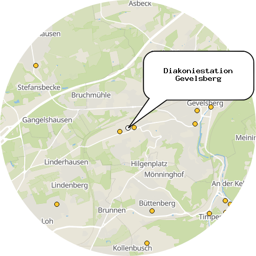 Kartenausschnitt für die Firma Diakoniestation Gevelsberg