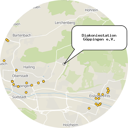 Kartenausschnitt für die Firma Diakoniestation Göppingen e.V.