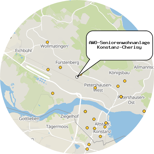 Kartenausschnitt für die Firma AWO-Seniorenwohnanlage Konstanz-Cherisy