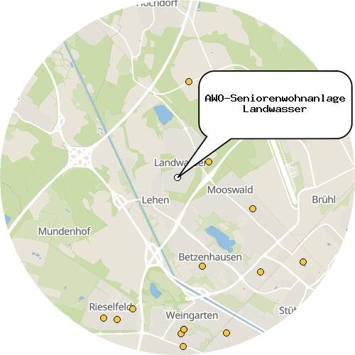 Kartenausschnitt für die Firma AWO-Seniorenwohnanlage Landwasser