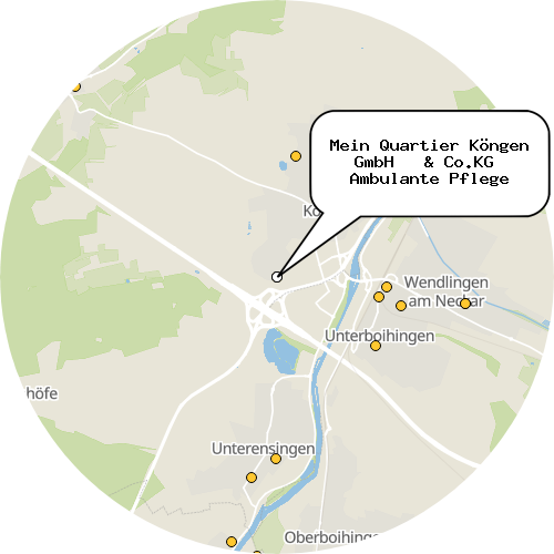 Kartenausschnitt für die Firma Mein Quartier Köngen GmbH   & Co.KG  Ambulante Pflege