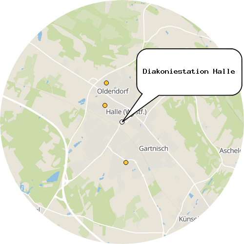 Kartenausschnitt für die Firma Diakoniestation Halle