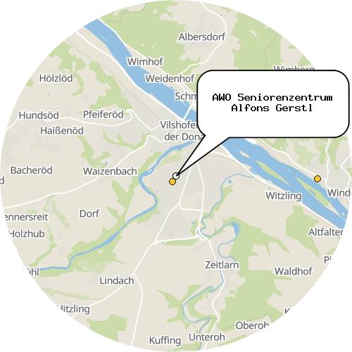 Kartenausschnitt für die Firma AWO Seniorenzentrum Alfons Gerstl