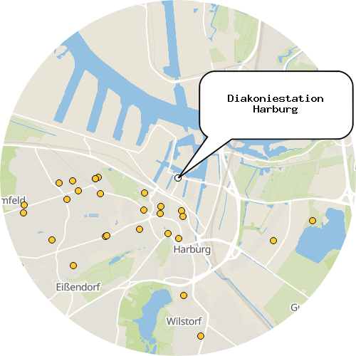 Kartenausschnitt für die Firma Diakoniestation Harburg