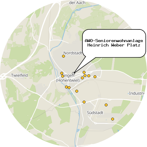 Kartenausschnitt für die Firma AWO-Seniorenwohnanlage Heinrich Weber Platz