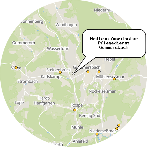 Kartenausschnitt für die Firma Medicus Ambulanter Pflegedienst Gummersbach
