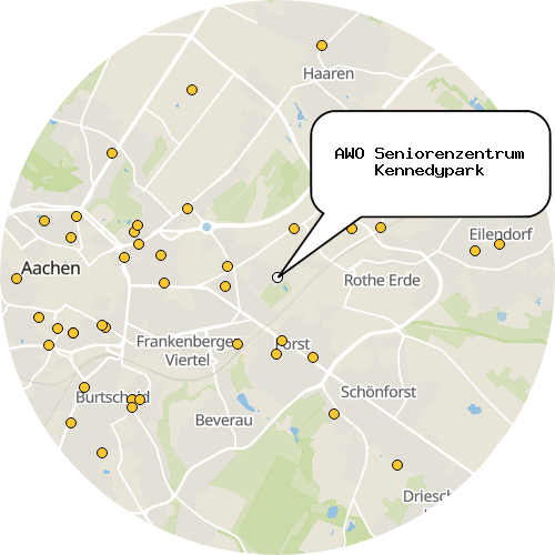 Kartenausschnitt für die Firma AWO Seniorenzentrum Kennedypark