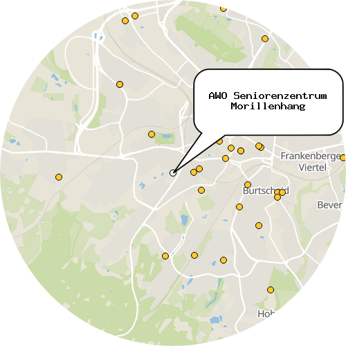 Kartenausschnitt für die Firma AWO Seniorenzentrum Morillenhang