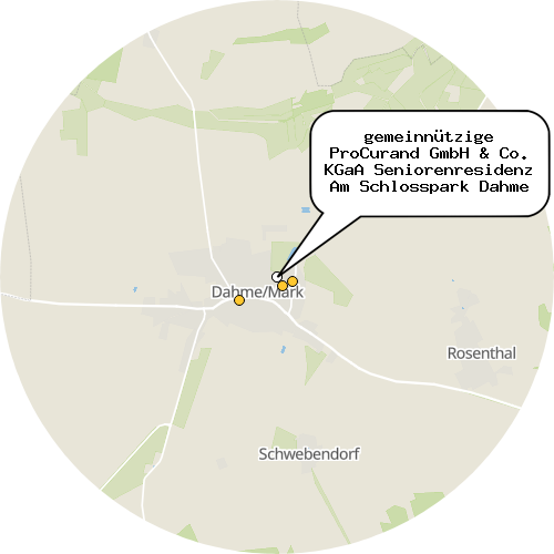 Kartenausschnitt für die Firma gemeinnützige ProCurand GmbH & Co. KGaA Seniorenresidenz Am Schlosspark Dahme