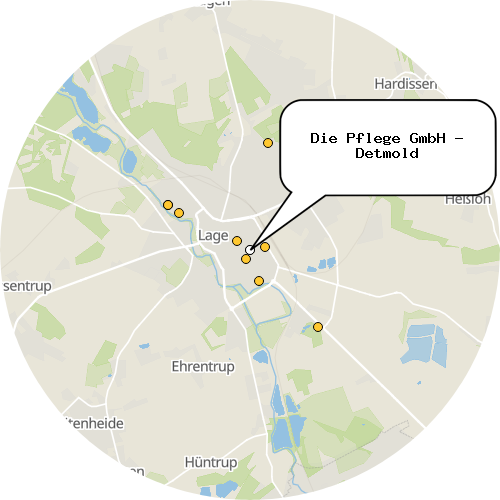 Kartenausschnitt für die Firma Die Pflege GmbH - Detmold