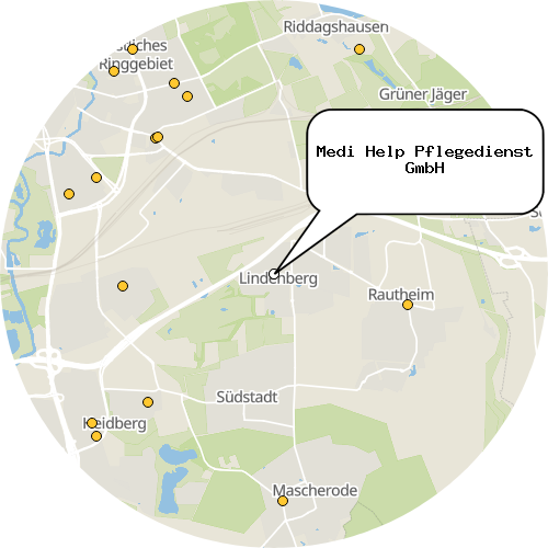 Kartenausschnitt für die Firma Medi Help Pflegedienst GmbH