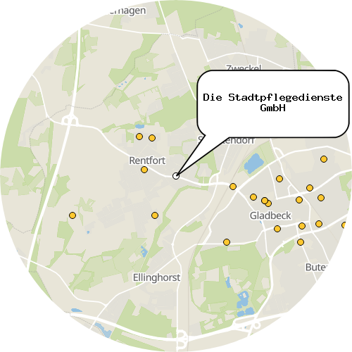 Kartenausschnitt für die Firma Die Stadtpflegedienste GmbH
