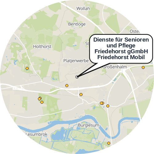 Kartenausschnitt für die Firma Dienste für Senioren und Pflege Friedehorst gGmbH Friedehorst Mobil