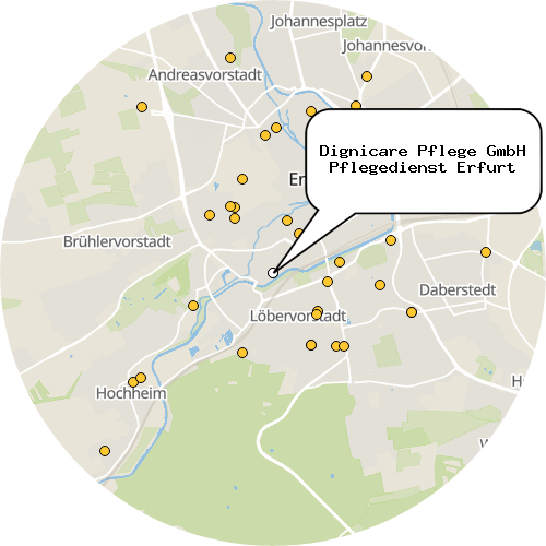 Kartenausschnitt für die Firma Dignicare Pflege GmbH Pflegedienst Erfurt