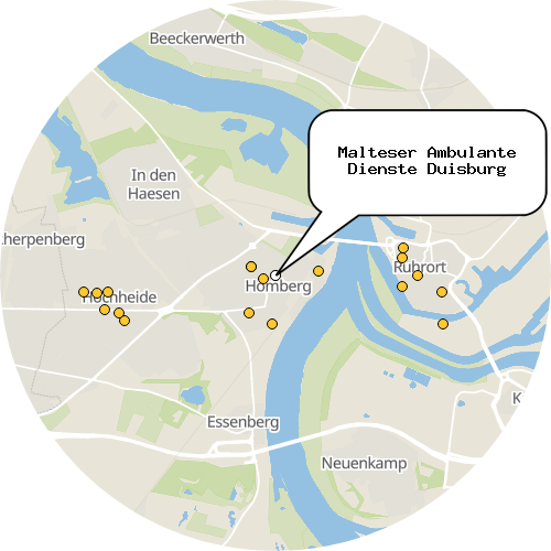 Kartenausschnitt für die Firma Malteser Ambulante Dienste Duisburg