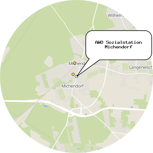 Kartenausschnitt für die Firma AWO Sozialstation Michendorf