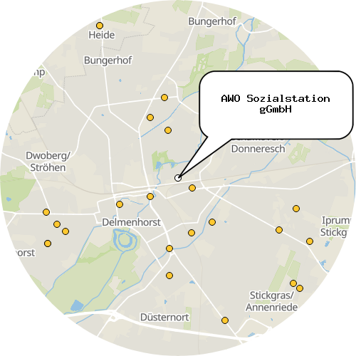 Kartenausschnitt für die Firma AWO Sozialstation gGmbH