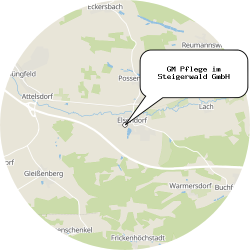 Kartenausschnitt für die Firma GM Pflege im Steigerwald GmbH