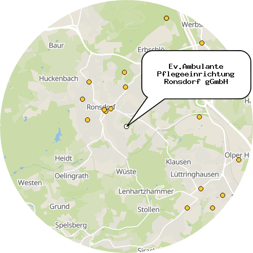 Kartenausschnitt für die Firma Ev.Ambulante Pflegeeinrichtung Ronsdorf gGmbH
