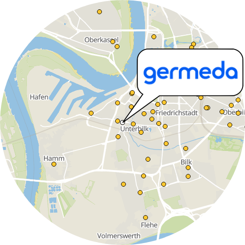 Kartenausschnitt für die Firma germeda GmbH
