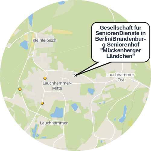 Kartenausschnitt für die Firma Gesellschaft für SeniorenDienste in Berlin/Brandenburg Seniorenhof "Mückenberger Ländchen"