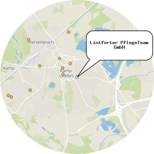 Kartenausschnitt für die Firma Lintforter PflegeTeam GmbH