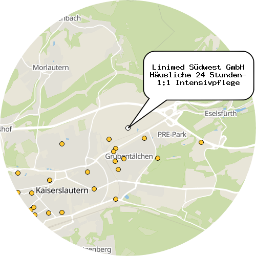 Kartenausschnitt für die Firma Linimed Südwest GmbH Häusliche 24 Stunden- 1:1 Intensivpflege