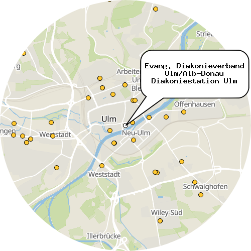 Kartenausschnitt für die Firma Evang. Diakonieverband Ulm/Alb-Donau Diakoniestation Ulm