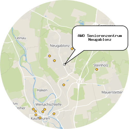 Kartenausschnitt für die Firma AWO Seniorenzentrum Neugablonz