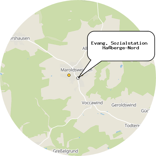 Kartenausschnitt für die Firma Evang. Sozialstation  Haßberge-Nord