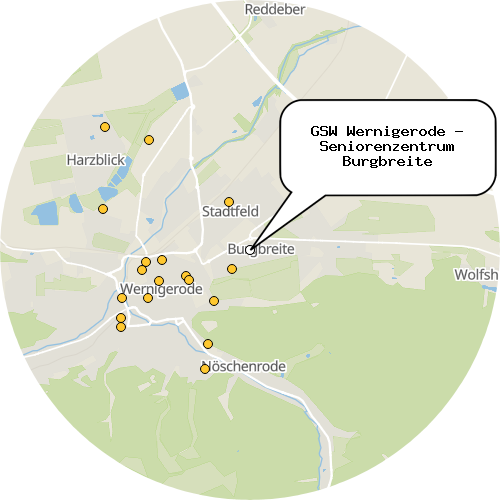 Kartenausschnitt für die Firma GSW Wernigerode - Seniorenzentrum Burgbreite