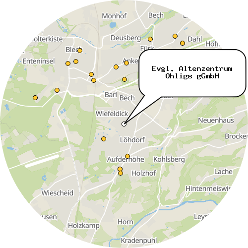 Kartenausschnitt für die Firma Evgl. Altenzentrum Ohligs gGmbH