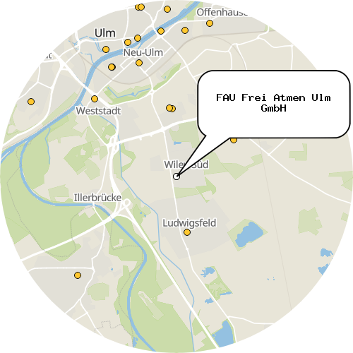 Kartenausschnitt für die Firma FAU Frei Atmen Ulm GmbH