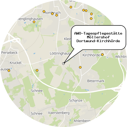 Kartenausschnitt für die Firma AWO-Tagespflegestätte Möllershof Dortmund-Kirchhörde