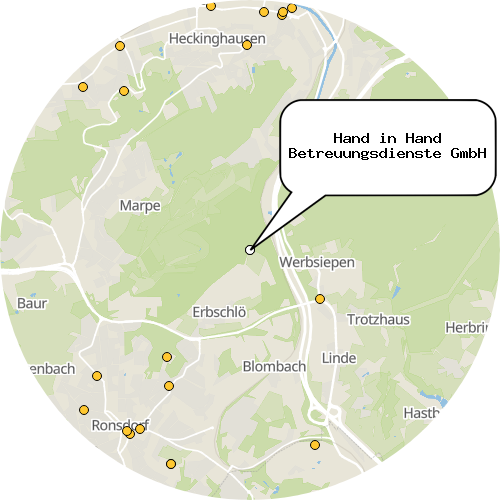 Kartenausschnitt für die Firma Hand in Hand Betreuungsdienste GmbH