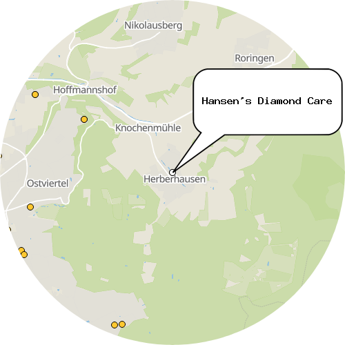 Kartenausschnitt für die Firma Hansen's Diamond Care